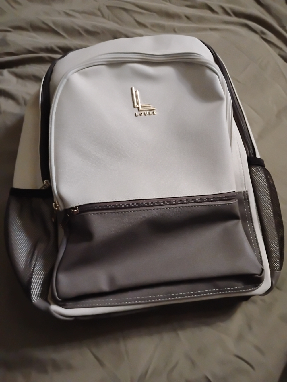 Louto White and Gray Everyday Backpack